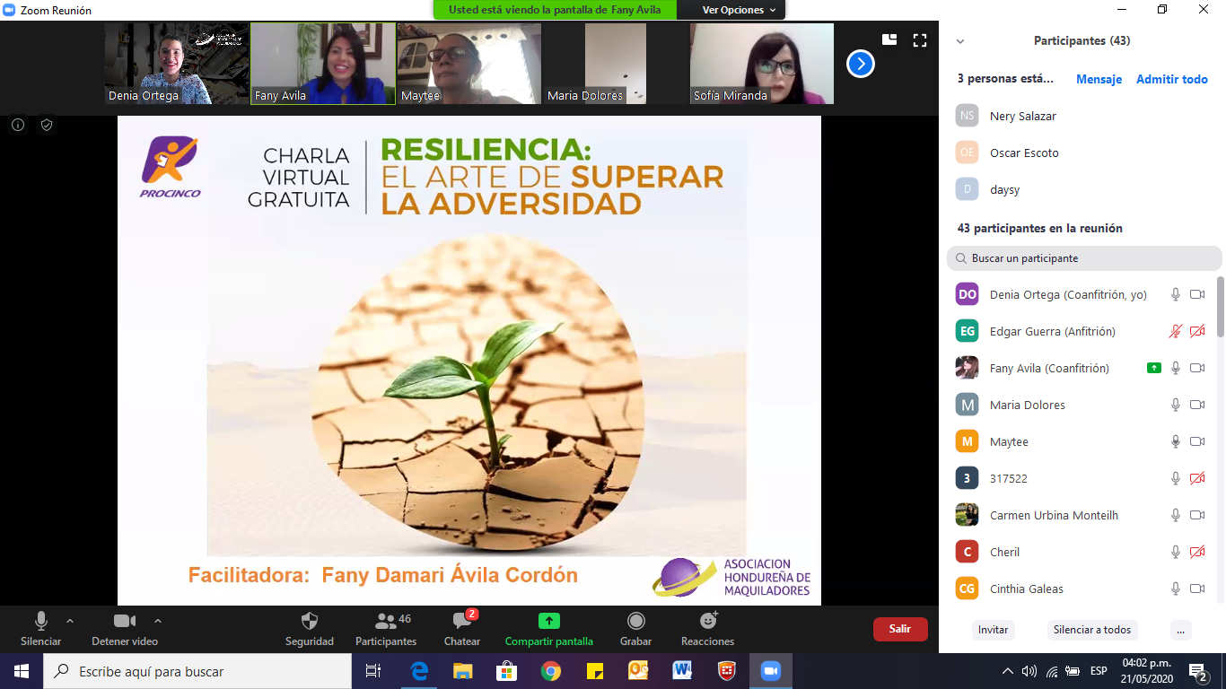 “RESILIENCIA, El arte de superar la adversidad” otra exitosa charla virtual ofrecida por Procinco