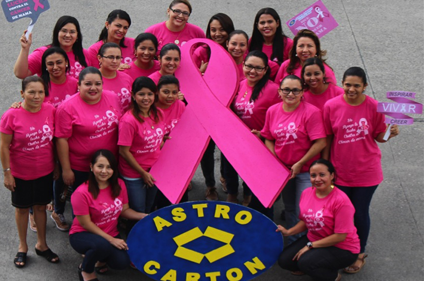 Campaña Rosa en Astro Cartón contra el cáncer de mama