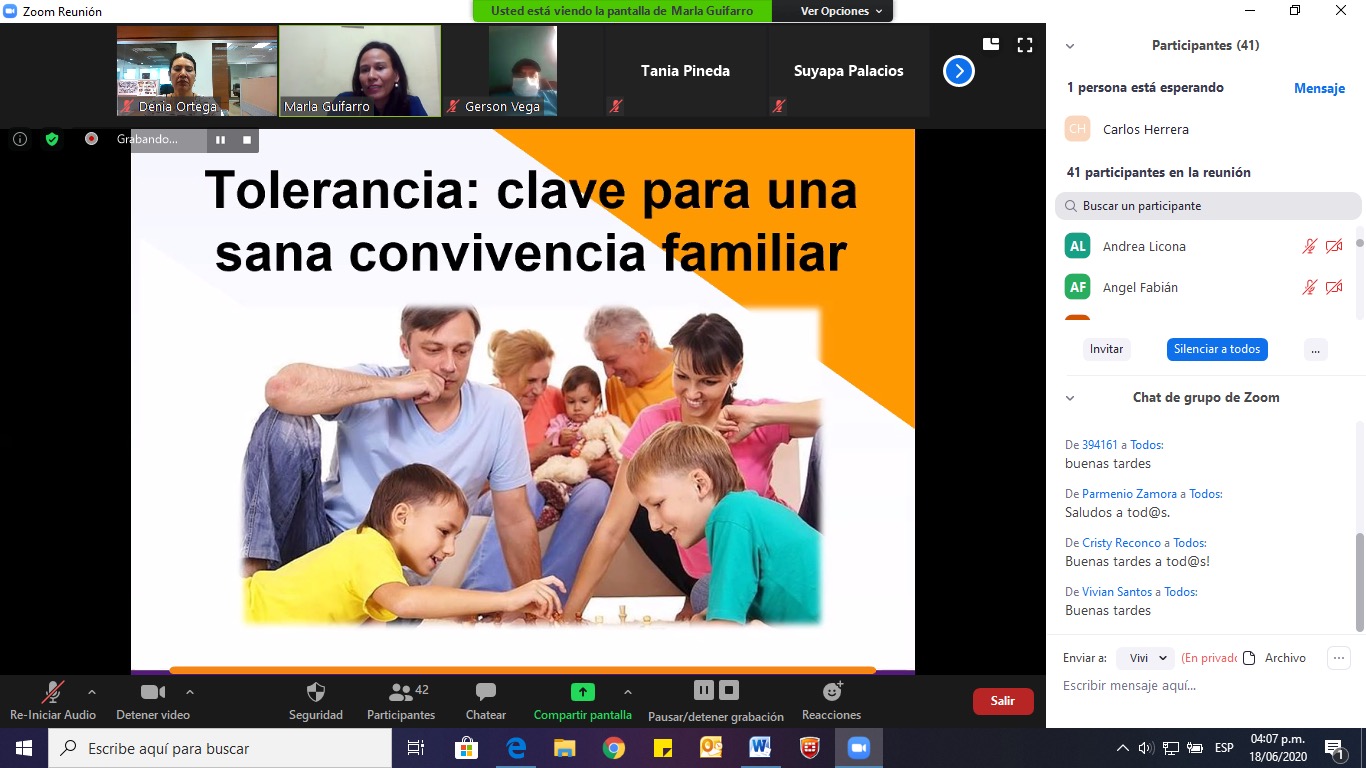 WEBINAR: “CONVIVENCIA FAMILIAR Y TOLERANCIA”