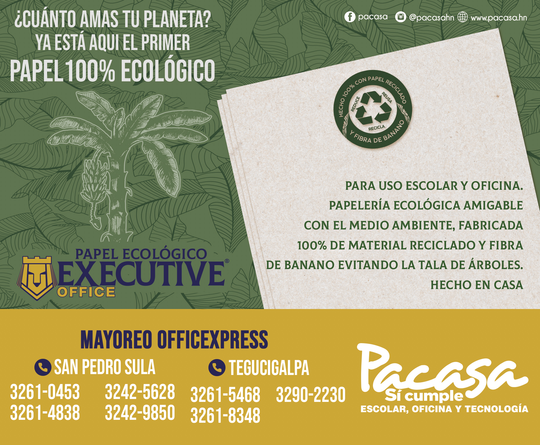 PACASA PRESENTA PRIMER PAPEL 100% ECOLÓGICO HECHO EN CASA